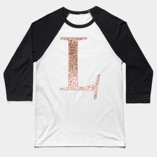 L rose gold glitter monogram letter Baseball T-Shirt